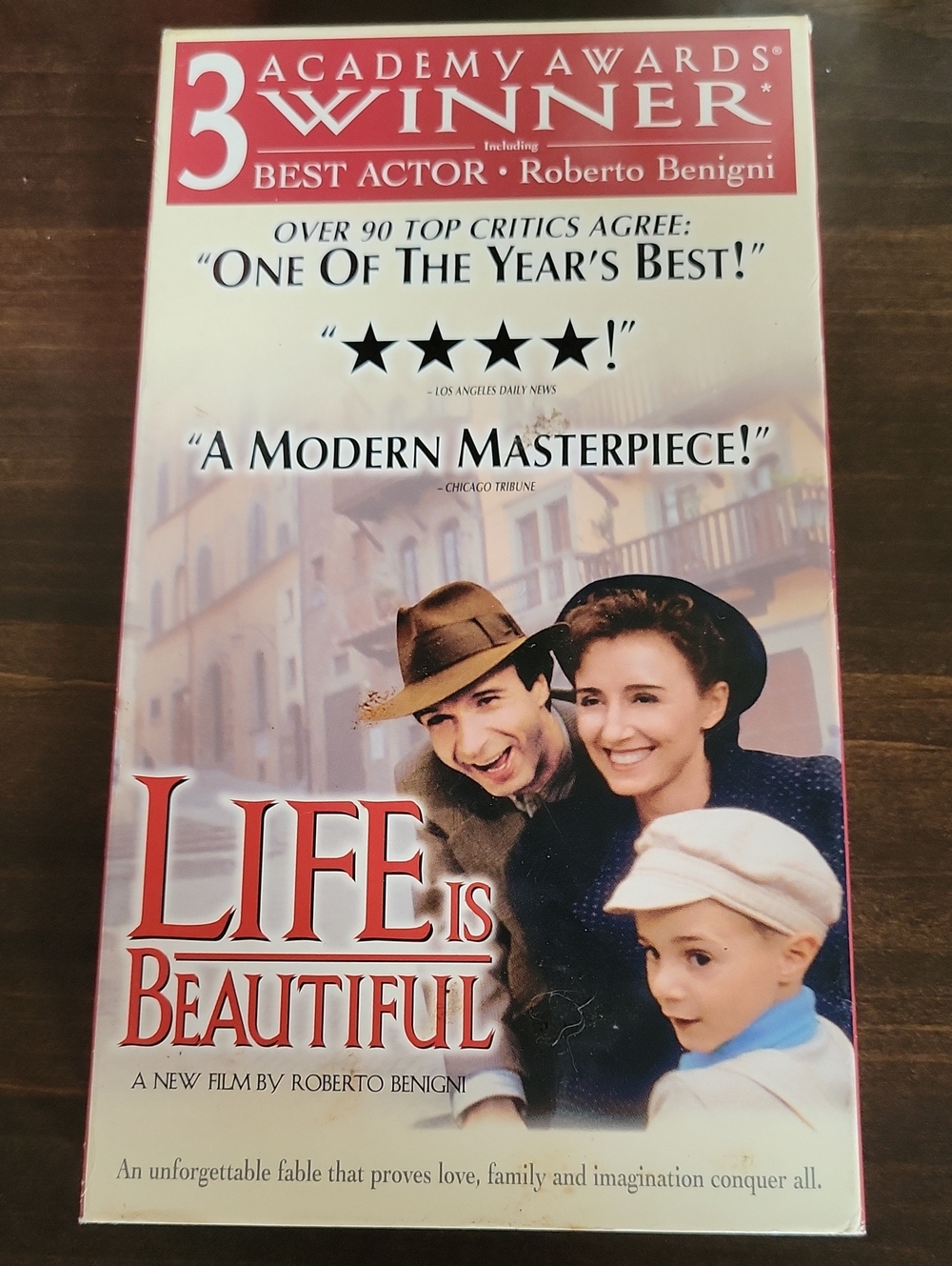 Life Is Beautiful VHS — Red, Cream & Blue Vintage Film